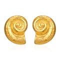 Orecchini a perno a spirale nautilus in acciaio inossidabile placcato oro 18k rari - Orecchini a conchiglia dorati