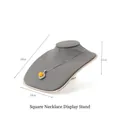 Grey necklace display stand with 19x18x11cm dimensions for jewelry presentation - Square Neck Necklace Mannequin