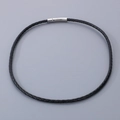 Bracelet tressé en cuir noir avec un fermoir magnétique en acier inoxydable argenté - Style B-3.5mm Cordon Noir-Fermoir Acier-Collier