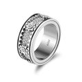 Men's S925 sterling silver gear-shaped ring with inlaid cubic zirconia on white background - US 9 / Gear Inlaid Zirconia Style (NMR14)