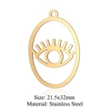 Golden stainless steel oval eye charm pendant for DIY jewelry, size 21.5x32mm - Oval Eye Style (LA006) / 5 Pieces / Gold
