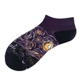 Socquettes avec imprimé Van Gogh Nuit Étoilée, motif violet et bordure noire - 36-44 / Nuit Étoilée sur Fond Violet