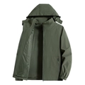 Men's army green hooded windbreaker jacket with mesh lining and zipper pockets - (US)40 / Army Green