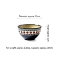 Blue Bohemian ceramic rice bowl with red dotted pattern and 11cm diameter details - 4.5 Inch / Ruby