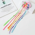 Extensiones de pelo trenzadas de colores para niñas con clips y pompones suaves - Pinza de Garra con Cuentas Redondas - Amarillo