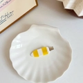 French retro yellow and white striped acetate shark clip with sleek surfboard shape - 1# No Trace Flat Clip