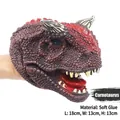 Soft rubber Carnotaurus dinosaur hand puppet toy for kids in realistic brown red texture - Carnotaurus Hand Puppet