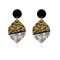 Halloween glitter drop earrings with black bat and purple spider web patterns - Bat Spider Patchwork Style (CE00319)
