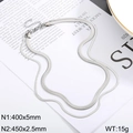 Dubbellaagse zilveren slangenketting set met afmetingen van 400 mm en 450 mm lang - Zilveren dubbele platte slangenketting (KN232342-Z)