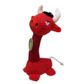 Giocattolo per cani in peluche rosso realizzato in resistente pile di mais per masticare - Toro Rosso