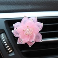Pink lotus car aroma diffuser vent clip with rhinestone accents for car interiors - Pink