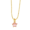 Elegante collana a sfere dorate con ciondolo a stella in cristallo rosa su sfondo bianco - Rosa