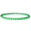 Minimalist 4mm green cat eye stone beaded stretch bracelet with a vintage polished finish - Green Agate
