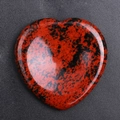 Polished heart-shaped red and black spotted crystal worry stone thumb massager - Mahogany Obsidian
