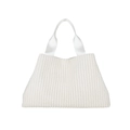 Bolso tote blanco de punto acanalado con textura de pana y diseño casual moderno - Blanco