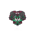 Halloween ram skull enamel pin with tribal patterns and floral details on metal - Skeleton Ram Head Style (CC2365)