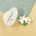White silicone flower mold for DIY baking with realistic floral finish and texture - 3523 Hibiscus / Clear