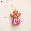 Gingerbread man wool felt Christmas ornament with red plaid dress and wooden button - Gingerbread Man No.3 Pendant