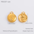 Golden stainless steel Leo zodiac pendant featuring celestial map and lion relief - Leo