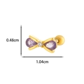 Golden titanium steel stud earring with purple butterfly zircon and screw back closure - 3# Golden (Purple Zirconia)