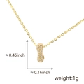 Dainty gold peanut pendant necklace with clear cubic zirconia pavé and 0.46-inch height - Gold Letter-I