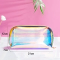 Laser holographic cosmetic bag in iridescent finish measuring 21cm x 7cm x 12cm - Medium Semicircle (Holographic TPU)