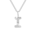 Silver stainless steel necklace with letter I pendant featuring radiant texture - Letter I / Steel Color