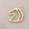 Golden stainless steel horse head silhouette pendant with hollow minimalist design - Horse Head / Gold