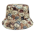 Chapeau bob beige pliable avec jolis motifs d'ours en jacquard pour la protection solaire - M (56-58cm) / Ours Beige (2#)
