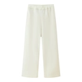 Detail of cream-white wide-leg lounge pants showing soft drape and high-quality fabric texture - S / Cream White Pants