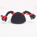 Handmade crochet hamster hat with black pigtails and red bows for small pets - Horn Braids