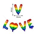 Rainbow heart aluminum foil LOVE balloon set with detailed 37x26cm dimension markings - 16 Inch Rainbow LOVE Alphabet