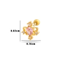 Gold titanium steel earring with pink teardrop zircon, size 0.82cm by 0.76cm - Pink Water Drop Flower (5#) / Gold Yellow