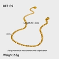 Detailed view of 18K gold plated Figaro chain with 3mm width and 17+5cm length specs - DFB139-Figaro Chain