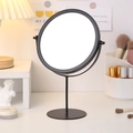 Miroir de maquillage rond nordique en fer noir avec support réglable pour coiffeuse - Style Haut Noir