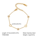 Gold stainless steel bracelet with five hollow star pendants and clear zircon stones - Inlaid Star Anklet (YYB025068)