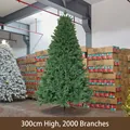 Albero di Natale artificiale verde da 300cm con 2000 rami e supporto in metallo - 3.0m Lusso Alta Densità (2000 Punte)