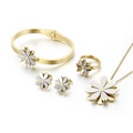 Auffälliges Gänseblümchen-Schmuckset mit goldener und silberner Kette und Armband - Gold und Silber Mix Stil (KS140170-BLX)