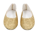 Funkelnde goldene Pailletten Puppenschuhe für 18-Zoll Puppen mit runder Spitze - Gold