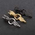 Three-piece stainless steel dragon and feather head clasps for DIY jewelry in three colors - Dragon Head / Gold