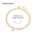 Detail of gold paperclip chain necklace showing textured links and lobster clasp closure - Gold Paperclip Chain Style (JDWN2302041)