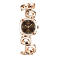 GEDI luxury rose gold quartz watch with brown dial and unique circular chain bracelet - Rose Gold Case Coffee Dial
