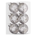 Set de 6 bolas de Navidad plateadas con motivos de renos y copos de nieve en caja - Bola de Copo de Neve de Reno de Grieta de Hielo Plateada 6CM