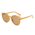 Kids' cat eye sunglasses in bright orange with golden cat ear metallic accents - Yellow Frame Tea Lens