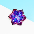 Elegant purple and blue crystal flower brooch pin for women's wedding accessories - Red & Blue