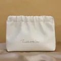 Creamy beige PU leather cosmetic bag with gold Twinkle Little Star text, large 16x5.5x12cm - Large / Milk Apricot White