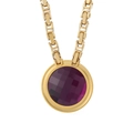 Vintage gold-plated stainless steel necklace with round faceted purple gemstone - Gold Purple Necklace (KN114100-Z)