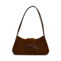 Elegante bolso de hombro en ante marrón para mujer con detalle de lazo suave - Marrón