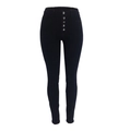 Detailansicht von High-Waist-Skinny-Jeans mit Fünf-Knopf-Leiste in tiefem Schwarz - S / Schwarz