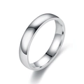 Detailed close-up of a polished silver stainless steel ring with a smooth domed surface - US 5 / 4mm / Silver